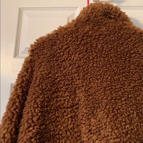 Brown Fuzzy Jacket with Pockets - Picture 4 of 4